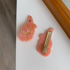 Коралловый Милая заколка для волос в клетку из ацетата с животной тематикой, для девочек детей, коралл, 46x21 мм