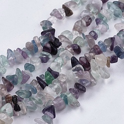 Fluorite Natural Fluorite Stone Bead Strands, Chip, 4~10x4~6x2~4mm, Hole: 1mm, about 210pcs/strand, 35.4 inch