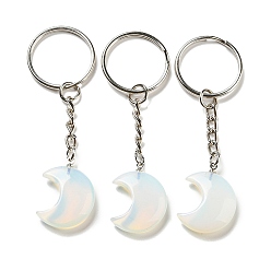 Опал Брелки с подвеской в виде луны с опалитом Рейки, с железными кольцами для ключей, 7.8 см