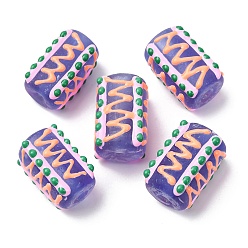 Лиловый Эмалевые бусины ручной работы в технике лэмпворк, бусины ручной работы, ухабистая колонна, сирень, 18.5~19.5x13~15.5 мм, отверстие : 2 мм