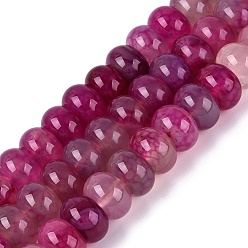 Kamelie Natürliche Achat Perlen Stränge, glatte Rondelle, gefärbt, Kamelie, 12x7.5 mm, Bohrung: 0.5~1.2 mm, ca. 48~56 Stk. / Strang, 14.17~16.73 Zoll (36~42.5 cm)