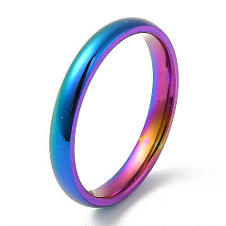 Rainbow Color Ion Plating(IP) 304 Stainless Steel Flat Plain Band Rings, Rainbow Color, Size 8, Inner Diameter: 18mm, 3mm