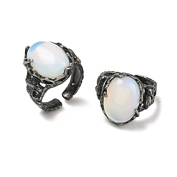 Опал Синтетические опалитовые кольца манжеты, медные кольца, овальные, 20x16 мм