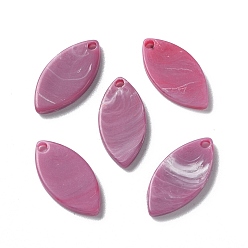 Old Rose Opaque Acrylic Pendants, Leaf Charms, Old Rose, 19.5x9.5x2mm, Hole: 1.7mm