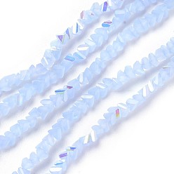 Light Sky Blue Imitation Jade Glass Beads Strands, Faceted, Triangle, AB Color Plated, Light Sky Blue, 3~3.5x2~3x2~3mm, Hole: 0.7mm, about 176~180pcs/strand, 13.4~15.3 inch(34~39cm)