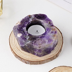 Amethyst Polygon Shape Natural Amethyst Candle Holder, Candle Storage Container Home Decoration, 90~100cm
