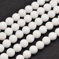 White Natural Malaysia Jade Beads Strands, Dyed & Heated, Round, White, 6mm, Hole: 0.8mm, about 64pcs/strand, 15 inch