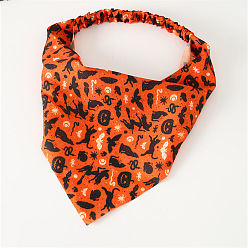 Orange Halloween Theme Cloth Triangle Turban Headband, for Women Girls, Orange, 260mm