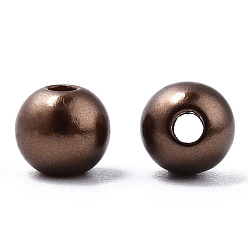 Coconut Brown Spray Painted ABS Plastic Imitation Pearl Beads, Round, Coconut Brown, 6x5.5mm, Hole: 1.8mm, about 4540 pcs/500g