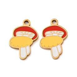 Красный 304 подвески из нержавеющей стали, с эмалью, ионное покрытие (ip), гриб, золотые, красные, 15x9.5x1.5 мм
