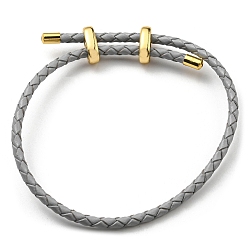 Dark Gray Leather Braided Cord Bracelets, Adjustable Bracelet, Dark Gray, Inner Diameter: 5/8~2-7/8 inch(1.5~7.3cm)