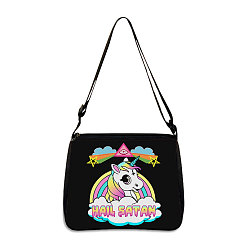 Unicorn Polyester Bag, Gothic Style Adjustable Shoulder Bag for Wiccan Lovers, Unicorn, 24x20cm