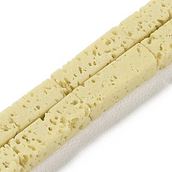 Светло-хаки Нити синтетических бусин, окрашенных в лавовый камень, прямоугольные, светлый хаки, 13~14x4x4 мм, отверстие : 1 мм, около 29 шт / нитка, 15.24'' (38.7 см)