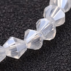 Clear Glass Beads Strands, Bicone, Clear, AB Color Plated, Clear, 4mm, Hole: 1mm, about 70pcs/strand, 10.63 inch