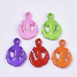 Mixed Color Opaque Acrylic Pendants, Anchor, Mixed Color, 28.5x19x4mm, Hole: 3mm, about 570pcs/500g