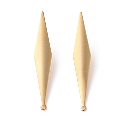 Real 24K Gold Plated 201 Stainless Steel Stud Earring Findings, with Horizontal Loop and 316 Stainless Steel Pin, Rhombus, Real 24K Gold Plated, 46x8mm, Hole: 1.4mm, Pin: 0.7mm