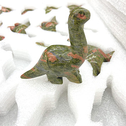 Unakite Natural Unakite Carved Healing Dinosaur Figurines, Reiki Energy Stone Display Decorations, 70x90mm