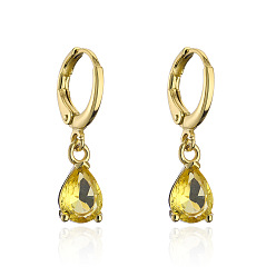 41736 Geometric Waterdrop Earrings with Copper Plating and Zirconia Inlay for Women