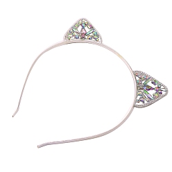 Platinum Cat Ear Alloy Crystal AB Rhinestone Head Band, Hair Accessories for Women and Girls, Platinum, No Size