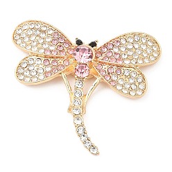Light Gold Zinc Alloy Cabochons, with Rhinestone, Dragonfly, Light Gold, 33.5x38.5x5.5mm