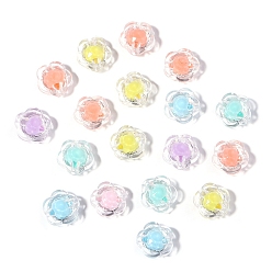 Mixed Color Transparent Acrylic Beads, Bead in Bead, Flower, Mixed Color, 12x8mm, Hole: 2.5mm
