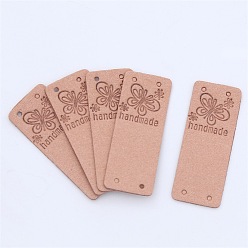 Dark Salmon Microfiber Label Tags, with Holes & Word handmade, for DIY Jeans, Bags, Shoes, Hat Accessories, Rectangle, Dark Salmon, 50x20mm