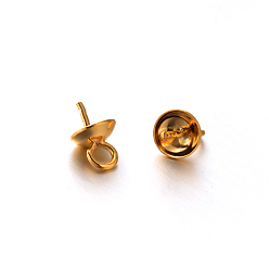 Golden Golden Plated 201 Stainless Steel Cup Pearl Peg Bails Pin Pendants, For Half Drilled Beads Making, Golden, 6.5x3mm, Hole: 1.5mm, Pin: 0.8mm