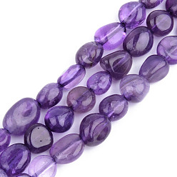 Amethyst Natural Amethyst Beads Strands, Tumbled Stone, Nuggets, 5~13x5~10x3~8mm, Hole: 1mm, about 40~60pcs/strand, 14.57 inch~15.74 inch(37~40cm)