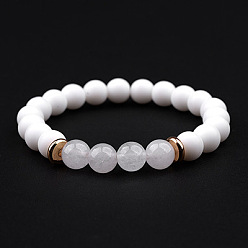 BC244-9 Natural Energy Crystal Bracelet for Bohemian Women - Matte Stone Beaded Jewelry