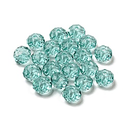 Turquoise Foncé Perles de verre transparentes à facettes, couleur ab , abaque, turquoise foncé, 6x4mm, Trou: 0.7~1mm