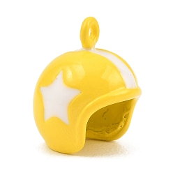 Желтый Подвески из эмали и сплава, стойки покрытие, подвески на шлем, окрашеные, без кадмия, без никеля и без свинца, желтые, 17x13.5x14.5 мм, отверстие : 1.6 мм