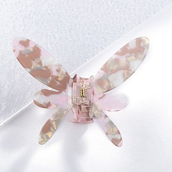 Rosy Brown Butterfly PVC Plastic Claw Hair Clips, for Women Girls, Rosy Brown, 97x118x55mm