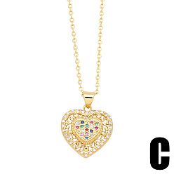 C Heart-shaped devil's eye necklace female personality fashion inlay color zircon love pendant clavicle chain nkn75