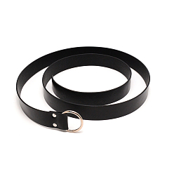 Black Retro Embossed Imitation Leather O Ring Belt, Casual Dress for Jeans, Black, 66 inch(167.6cm)