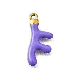 Средний Фиолетовый 304 подвески из нержавеющей стали, с эмалью, ионное покрытие (ip), золотые, очарование в форме коралла, средне фиолетовый, 23.5x11x3 мм, отверстие : 1.6 мм