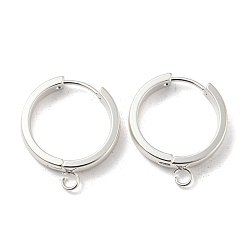 Silver 201 Stainless Steel Huggie Hoop Earrings Findings, with Vertical Loop, with 316 Surgical Stainless Steel Earring Pins, Ring, Silver, 20x4mm, Hole: 2.7mm, Pin: 1mm