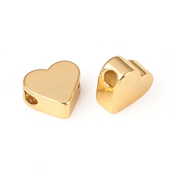 Golden Brass Beads, Heart, Long-Lasting Plated, Golden, 6.5x6.5x3mm, Hole: 1.5mm