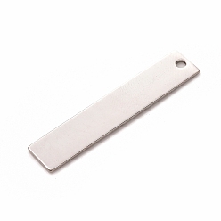 Stainless Steel Color 304 Stainless Steel Pendants, Stamping Blank Tag, Rectangle/Bar, Stainless Steel Color, 40x8x0.8mm, Hole: 2mm