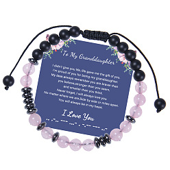 To My Granddaughter - Morse Code Bracelet (with Card) Personalized Morse Code Bracelet with Pink Crystal Beads for Daughter