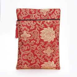 Red Silk Pouches, with Zipper, Red, 33.7~33.8x23.9~24.2cm