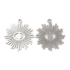 Stainless Steel Color 304 Stainless Steel Pendants, Eye Charm, Stainless Steel Color, 34x30x1.5mm, Hole: 2.2mm