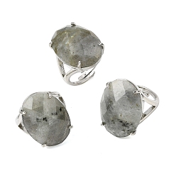 Лабрадорита Натуральные лабрадоритные пальцевые кольца, медные кольца, гранёное яйцо, стойки покрытие, 19 мм