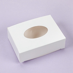 Белый Бумажные упаковочные коробки с овальным видимым окном, прямоугольные, белые, 9.6x7x3 см
