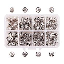 Antique Silver Jewelry Finding Sets, with Tibetan Style Alloy Beads and Tibetan Style Alloy European Beads, Antique Silver, 10~11x9~11x8~11mm, Hole: 2~5mm
