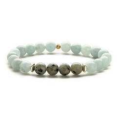 bluestone Natural Flash Stone Beaded Bracelet with White Turquoise, European and American Jewelry