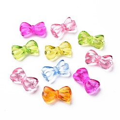Mixed Color Transparent Acrylic Beads, Bowknot, Mixed Color, 10.5x18.5x5mm, Hole: 1.8mm, about 720pcs/500g