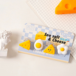 Food Resin Spring Clips Set, Cute Bookmark Marking Clip for Paper Document, School Office Supplies, Cheese/Egg, Food Pattern, 4pcs/set