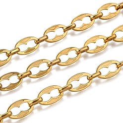 Настоящее золото 18K Ионное покрытие (ip) 304 цепи с овальными звеньями из нержавеющей стали, несварные, реальный 18 k позолоченный, 13.5x8x1.3 мм