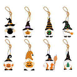 Gnome Paper Halloween Theme Pendant Decorations, for Party Display Decorations, Gnome, 100x70mm, 8style, 16pcs/set