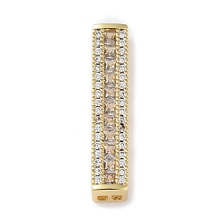 Clear Rack Plating Brass Pave Cubic Zirconia Connector Charms, Rectangle Links, Real 18K Gold Plated, Long-Lasting Plated, Lead Free & Cadmium Free, Clear, 25.5x5x5mm, Hole: 1.5mm